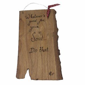 Wood Wall Hanging Homemade Rustic Carving Inspirational Country Cottage NEW